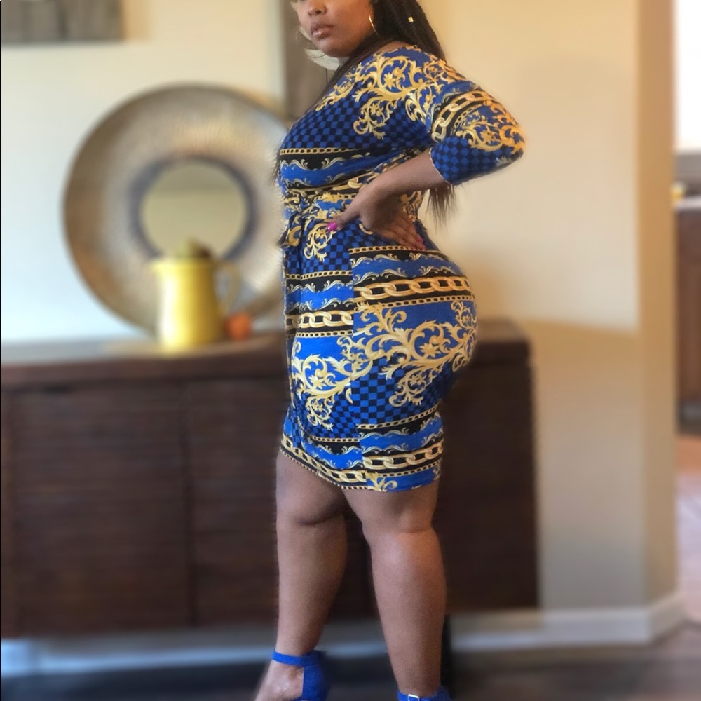 Plus size print wrap bodycon dress